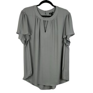 Torrid Classic Short Flowy Sleeve Round Neck Popover Blouse 2X Grey Minimalist